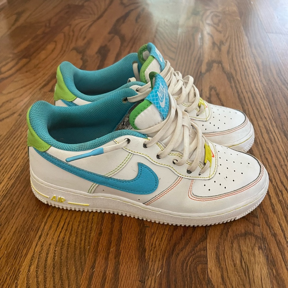 Nike Air Force 1 Green/Teal Low-Top Sneakers